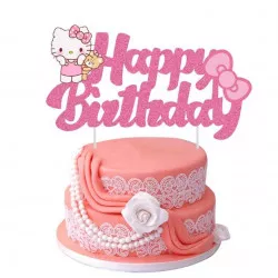 Zápich na dort Happy Birthday Hello Kitty 5ks - Cakesicq