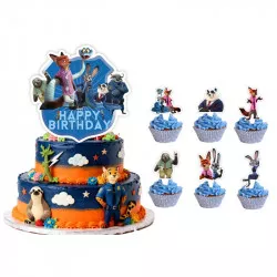Zápich na dort/muffiny Happy Birthday Zoopolis 25ks - Cakesicq