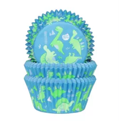 Modré košíčky dinosaurus na cupcake 50ks 50x33mm - House of Marie