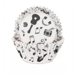 Bílé košíčky hudba na cupcake 48ks 50x33mm - House of Marie