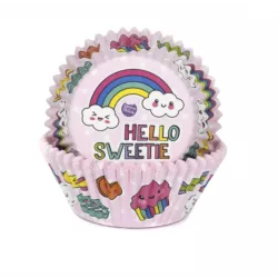 Růžové košíčky duha na cupcake 50ks 50x33mm - House of Marie