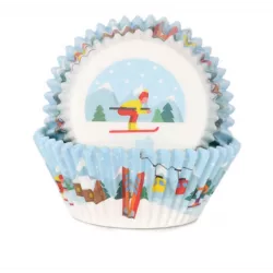 Světlé modré košíčky lyžování na cupcake 48ks 50x33mm - House of Marie