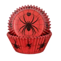 Červené košíčky pavouk na cupcake 48ks 50x33mm - House of Marie