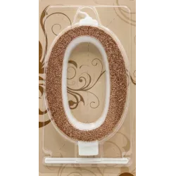 Svíčka velká Rose gold číslo 0 - Gyertyakovacs