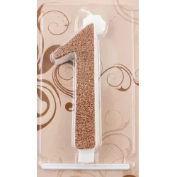 Svíčka velká Rose gold číslo 1 - Gyertyakovacs