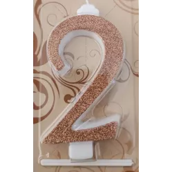 Svíčka velká Rose gold číslo 2 - Gyertyakovacs