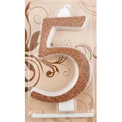 Svíčka velká Rose gold číslo 5 - Gyertyakovacs