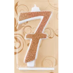 Svíčka velká Rose gold číslo 7 - Gyertyakovacs