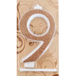 Svíčka velká Rose gold číslo 9 - Gyertyakovacs