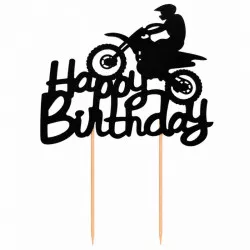 Zápich na dort Happy Birthday závodní motorka 10ks - Cakesicq