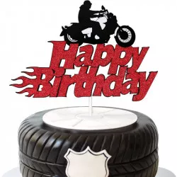 Zápich na dort Happy Birthday motorkář 5ks - Cakesicq