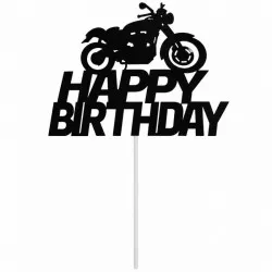 Zápich na dort Happy Birthday motocykl 10ks - Cakesicq