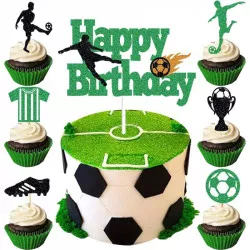 Zápichy na muffiny a dort Happy Birthday fotbal 13ks - Cakesicq