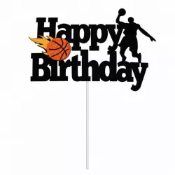 Zápich na dort Happy Birthday basketbal 5ks - Cakesicq