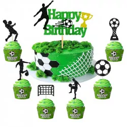 Zápich na dort a muffiny Happy Birthday fotbal 13ks - Cakesicq