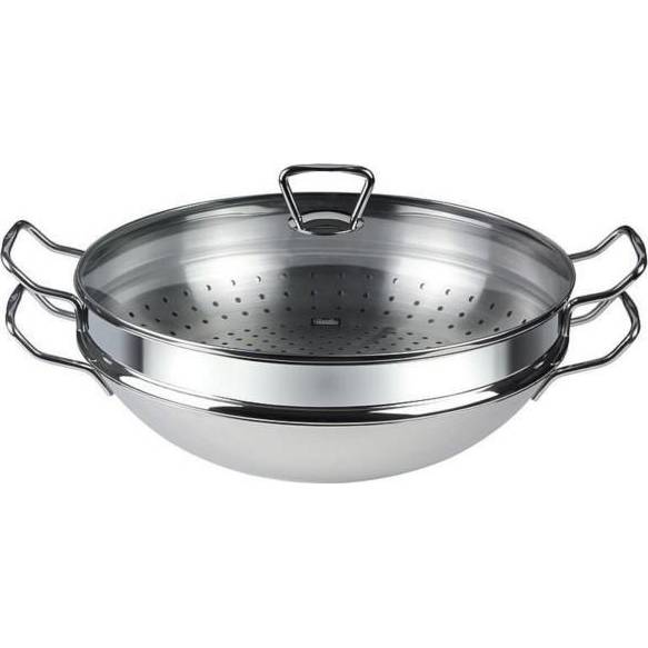 Pánev WOK nerezová se skleněnou poklicí – O 36 cm – Nanjing - Fissler