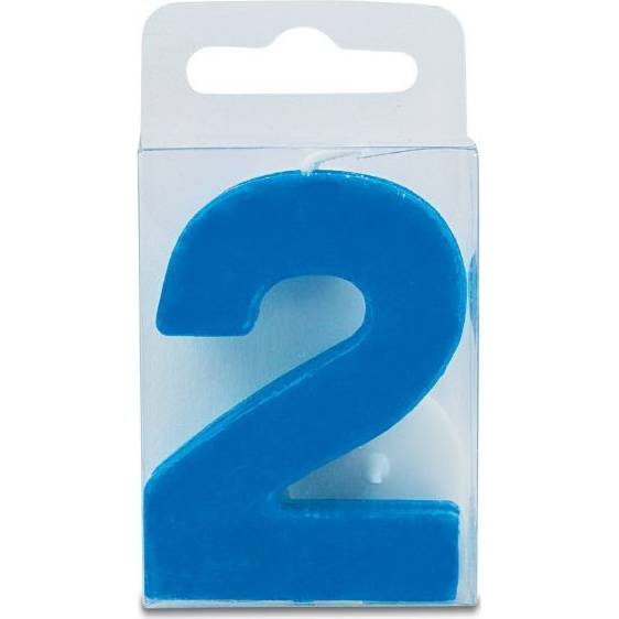 Svíčka ve tvaru číslice 2 - mini, modrá - Stadter