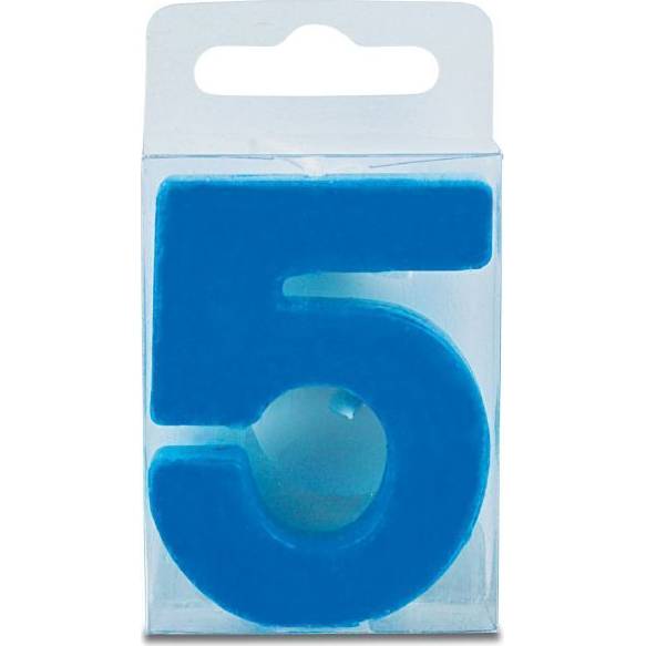 Svíčka ve tvaru číslice 5 - mini, modrá - Stadter