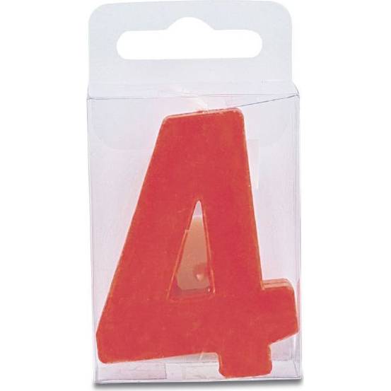 Svíčka ve tvaru číslice 4 - mini, červená - Stadter