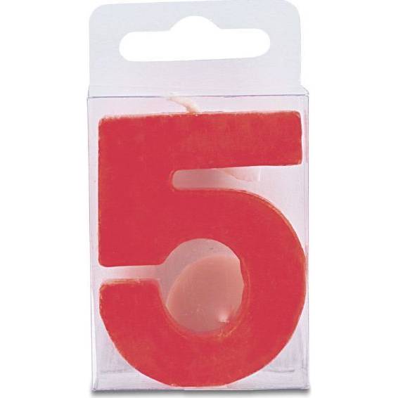 Svíčka ve tvaru číslice 5 - mini, červená - Stadter
