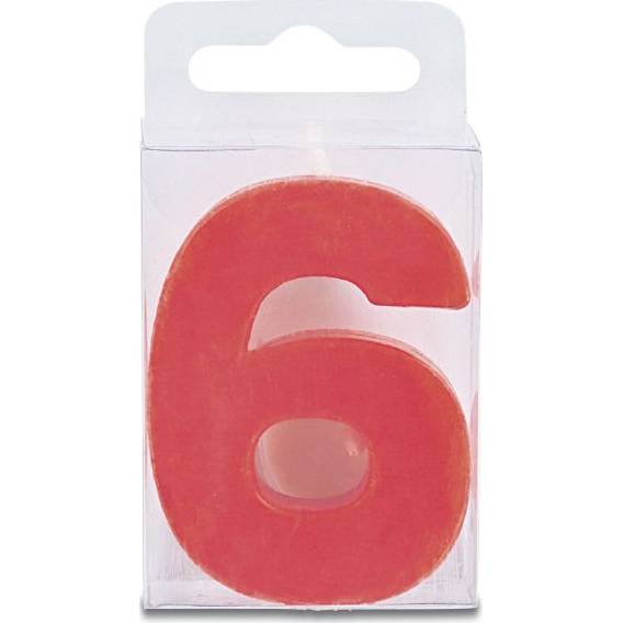 Svíčka ve tvaru číslice 6 - mini, červená - Stadter
