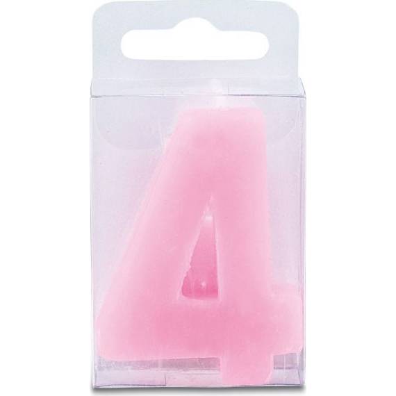 Svíčka ve tvaru číslice 4 - mini, růžová - Stadter