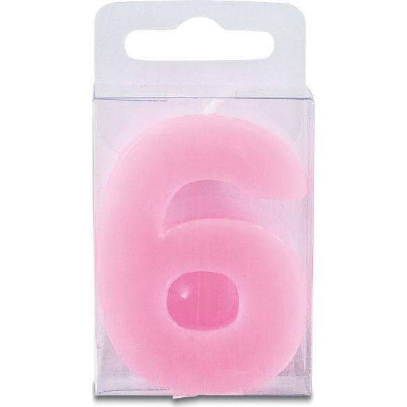 Svíčka ve tvaru číslice 6 - mini, růžová - Stadter