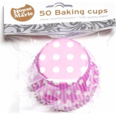Papírový košíček na muffiny růžový puntíkovaný 50ks - House of Marie