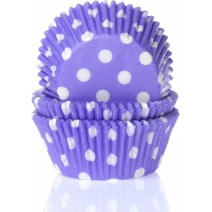 Papírový košíček na muffiny fialový puntíkovaný 50ks - House of Marie