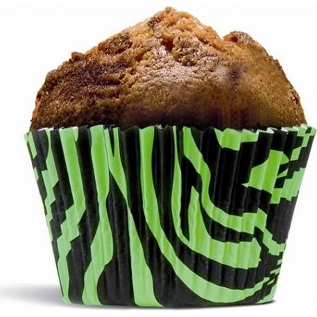 Papírový košíček na muffiny tygrovaný černo zelený - House of Marie