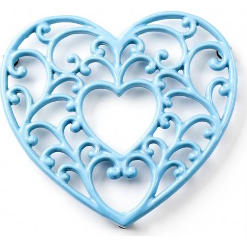 Podložka pod hrnec - smaltovaná srdce - modré - Smalt