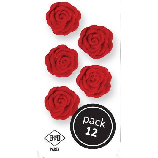 Cukrové růže rudé 1,5cm 12ks - PME