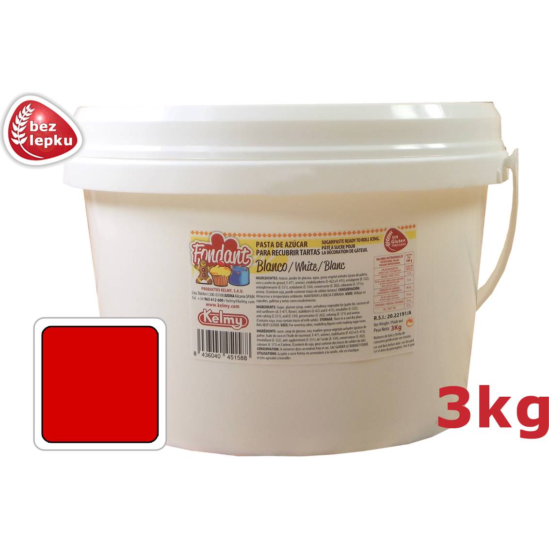 Potahovací hmota 3 Kg červená - Kelmy