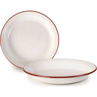 Smaltovaný talíř hluboký červeno bílý 24cm - Ibili