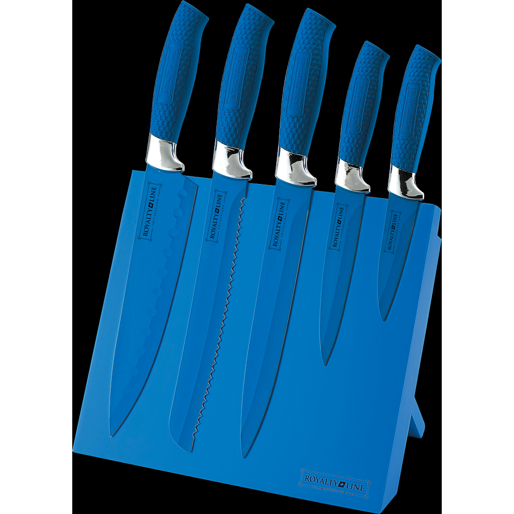 Sada 5 nožů RL-MAG5U s magnetickým stojanem modré - RoyaltyLine