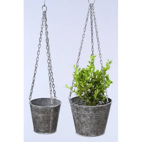 Dva závěsné květináče - plechový kbelík, 11 a 9 cm - Interservis