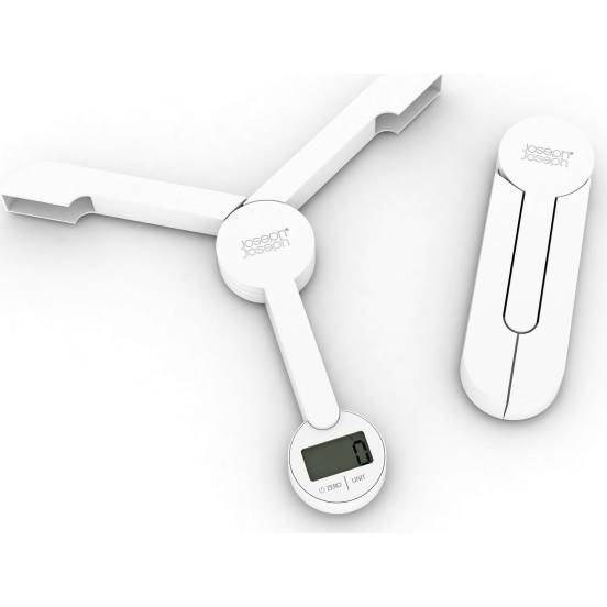 Skládací kuchyňská digitální váha Tri-Scale, bílá - Joseph Joseph