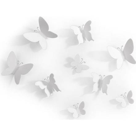Dekorace na zeď Mariposa 9 ks, bílá - Umbra
