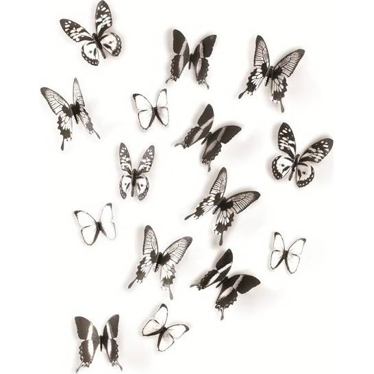 Dekorace na zeď Chrysalis 15 ks, černá/čirá - Umbra