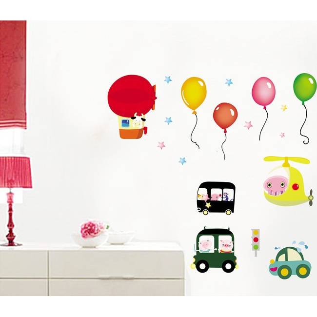 Samolepka na zeď balonky a auta - nalepimeto