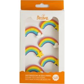 Fotografie Cukrová dekorace na dort barevná duha 6ks - Decora