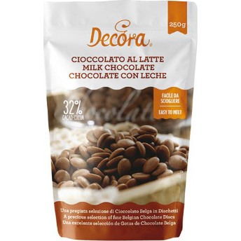 Fotografie Mléčná čokoláda disky 250g 32% - Decora