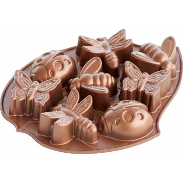 NW Broučci a motýlci plát s 8 formičkami zlatá 53037 Nordic Ware
