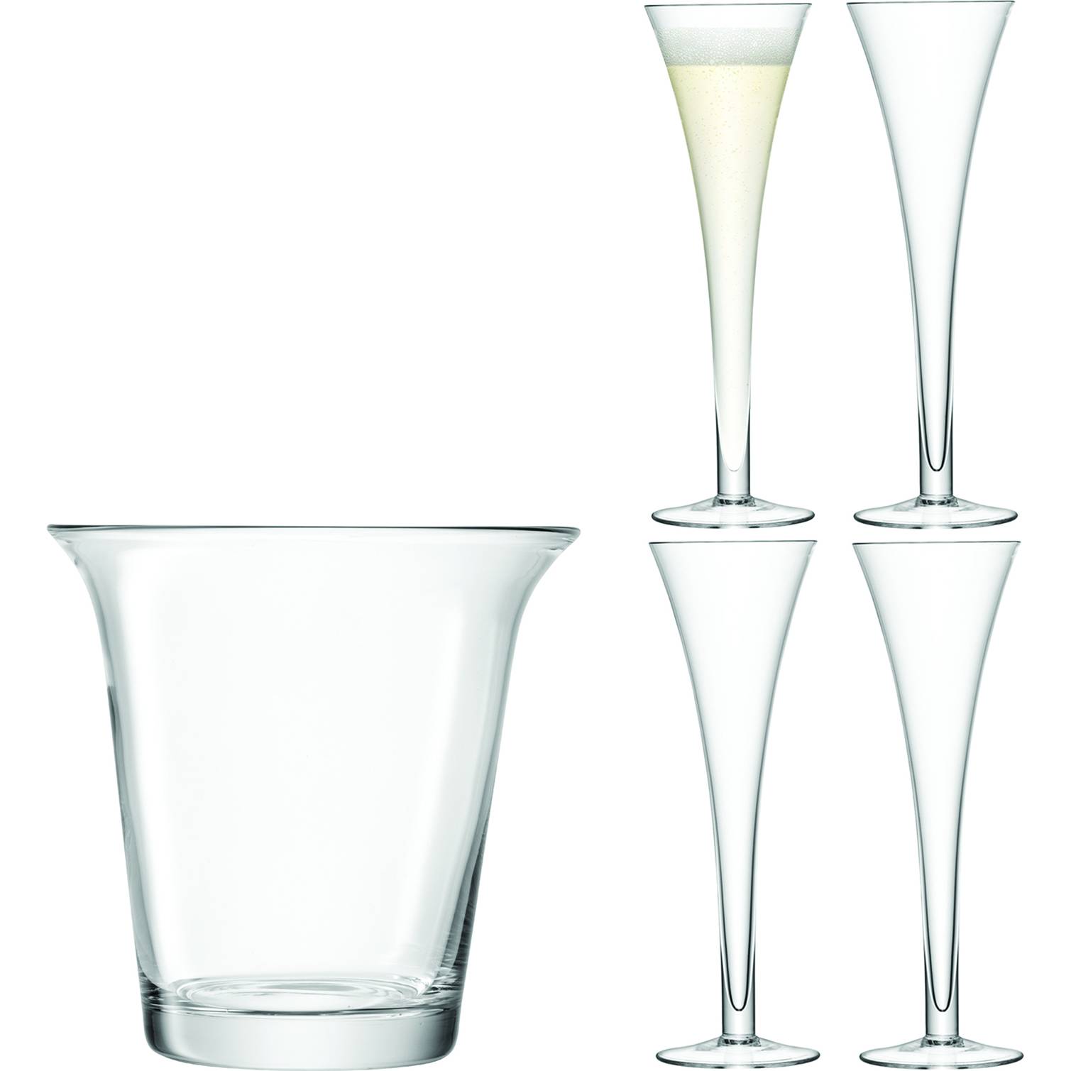 LSA dárkový set Champagne, 4ks sklenic +chladicí kbelík, čirý, Handmade G1033-00-301 LSA International