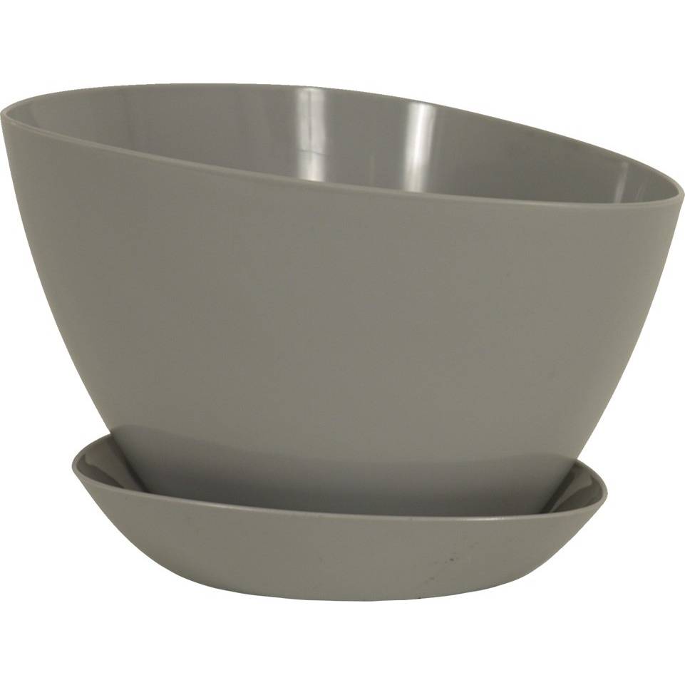 Obal na květiny s podtáckem plastový - barva šedá PLP005-18 GREY Art