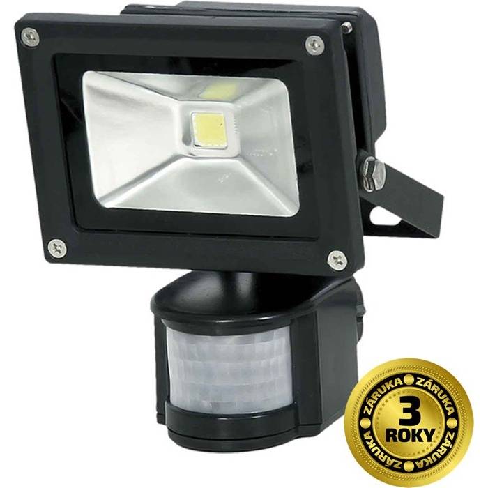 Reflektor WM-10WS-E venovní se senzorem, 10W, 800lm, AC 230V, černá WM-10WS-E Solight