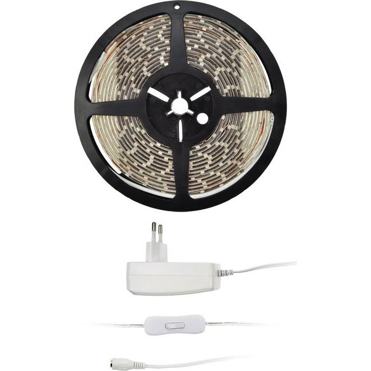 LED světelný pás s testrem, 5m, sada s 12V adaptérem, 4,8W/m, IP65, teplá bílá WM51-65T Solight