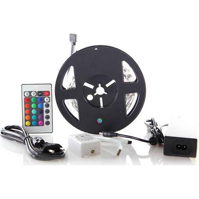 LED světelný pás, RGB, 3m, sada s 12V adaptérem a dálk. ovladačem, 7,2W/m, IP20 WM55 Solight