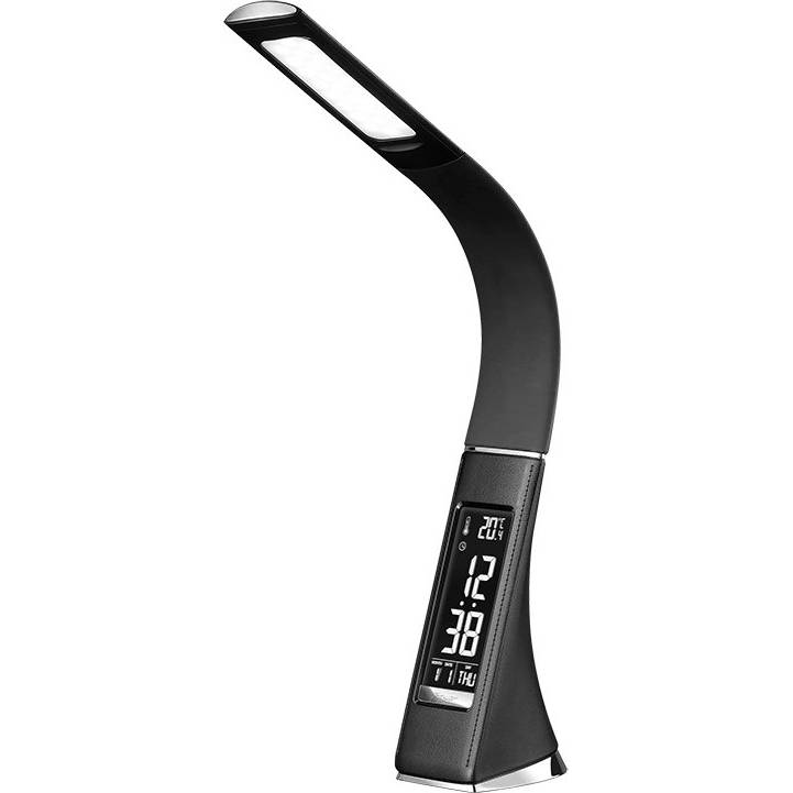 LED lampa WO46-B stolní s displayem, 6W, 4100K, kůže, černá WO46-B Solight