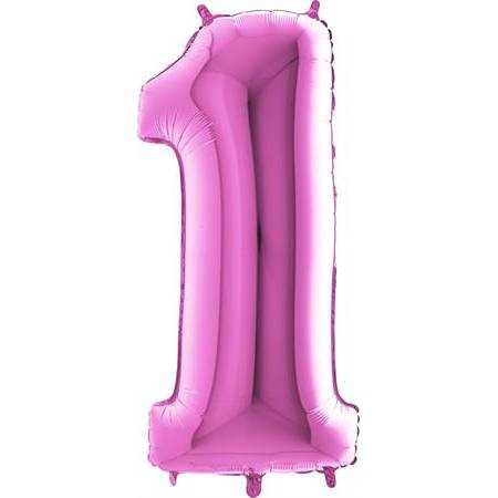 Nafukovací balónek číslo 1 růžový 102cm extra velký - Grabo